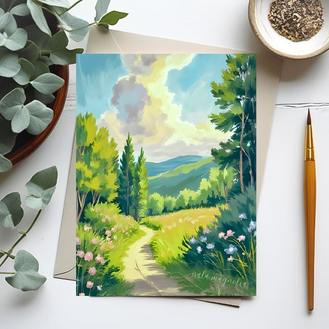 Vita berg | New Hampshire Ligcape Painting Vykort (Skapare uppladdad)