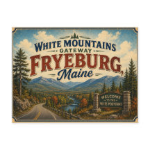 Vita bergen Gateway Fryeburg Maine vykort