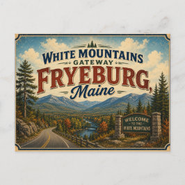Vita bergen Gateway Fryeburg Maine vykort