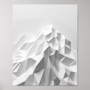 Vita berget: Ett minimalistiskt geometriskt skulpt Poster