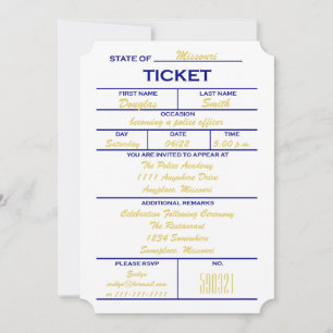 Vita Biljett-Studentkort Inbjudningar