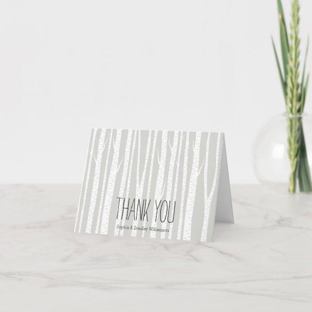 Vita björkar Tack Kort (Framsida)