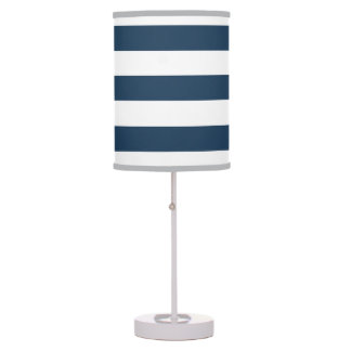 Vita, blå Rand-Bord-lampa