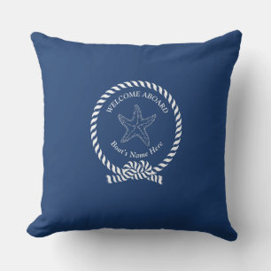 Vita blå sjöfisk Nautical Solid Navy Blue Boat Kudde