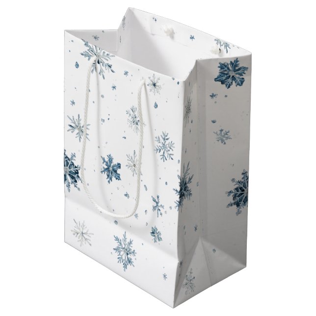 Vita Blå Snöflingor Jul (Framsidan Vinklad)