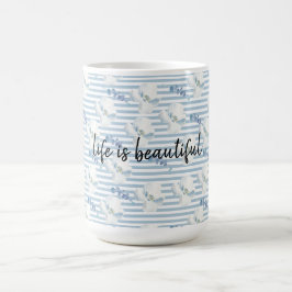 Vita blåa Blommigten Eucalyptus Rand Kaffemugg
