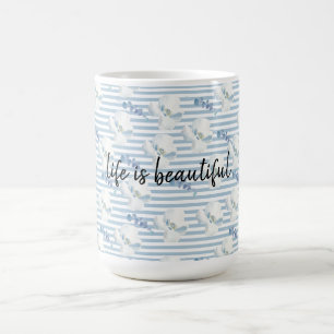Vita blåa Blommigten Eucalyptus Rand Kaffemugg