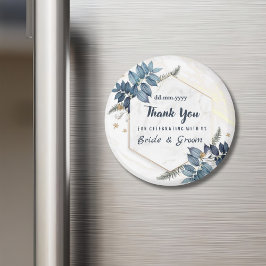 Vita blåa Blommigten Ram Tack-bröllopsfavoriter Magnet