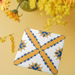 Vita blåa Orangen Portugal Medelhavet Kakelplatta<br><div class="desc">Vibrant dekorativ ruta i Medelhavet stil med symmetriska geometriska former i vitt,  blått och orange.</div>