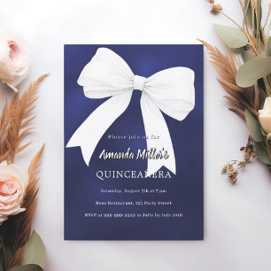 Vita blåa Quinceanera Inbjudningar