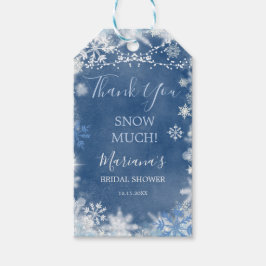 Vita blåa Snö i Kärlek Snowflake Möhippa Tack Presentetikett