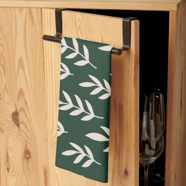 Vita blad kökshandduk (Thirds Fold)