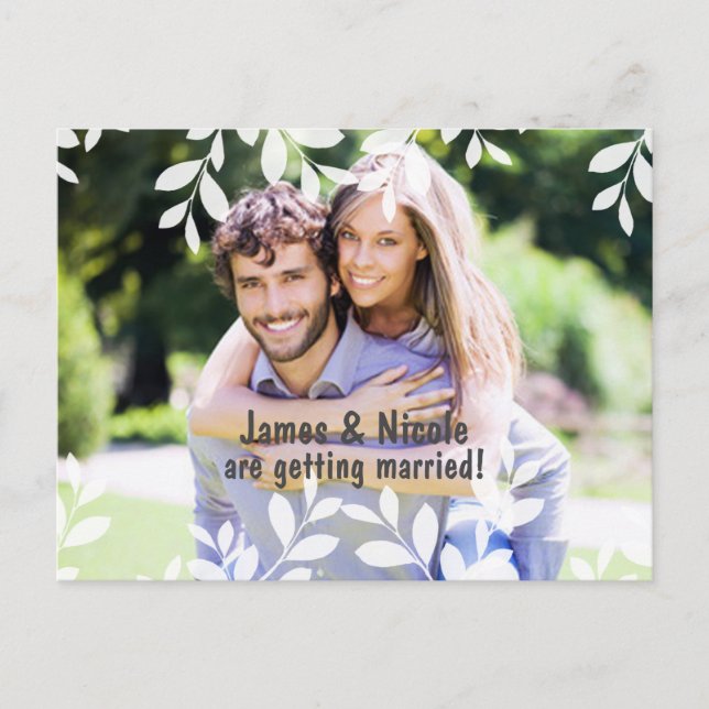 Vita blad Modern botanisk fotopostkort Meddelande Vykort (Framsida)