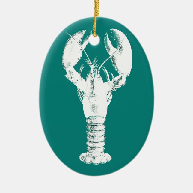 Vita blåsor på turkos / Teal Julgransprydnad Keramik (Framsidan)