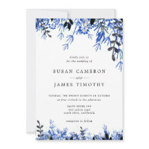 Vita blått vattenfärgsbröllop i marinen