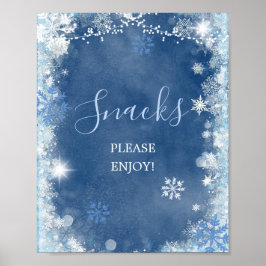 Vita blåvinter Snöflake-Möhippor Snacks Poster