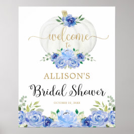 Vita blåvita pumpor-möhippans välkomstskylt guld poster