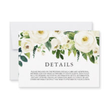 Vita Blommande Blommor Bröllopsdetaljkort