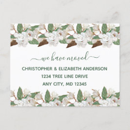 Vita blommande magnolior Skript Flyttningskungörel Meddelande Vykort