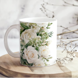 Vita blommande rosor Mamma kaffemugg