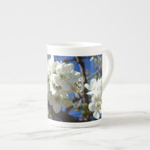 Vita Blommar Clusters Vår Blommar Pear Träd Benporslin Mugg