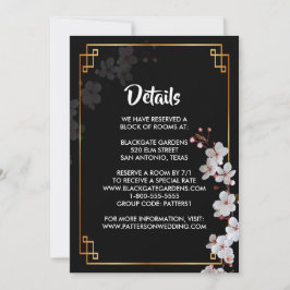 vita Blommar för körsbär &gyllene Ram Inbjudningar