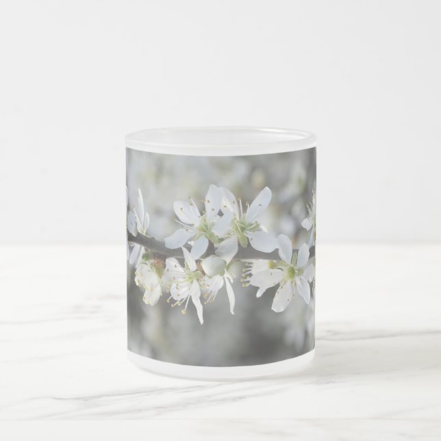 Vita Blommar Fotoglas Mugg (Center)