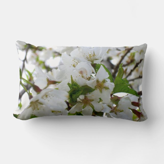 Vita blommar träd vita Blommar Lumbarkudde (Framsida)