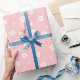 Vita Blommar vid Baby Rosa Mönster Presentpapper