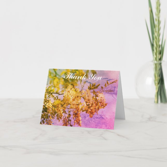 Vita blommiga Blommar Art Tack för ditt kort (Framsida)