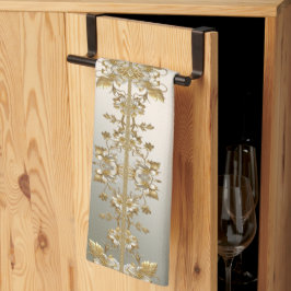 Vita Blommigt Guld Ornate Kitchen Towels Kökshandduk