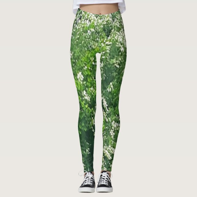 Vita Blommigt Leggings (Framsida)