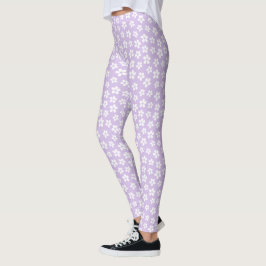 Vita Blommigt Leggings - Lila Yoga Byxor Gift