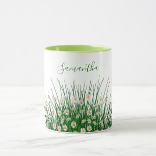 Vita blommigtar, blommor, skugga grönt sommaren na mugg