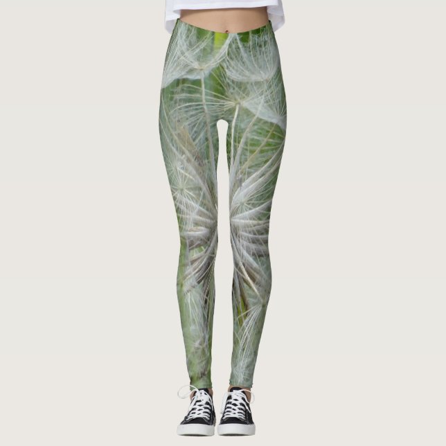 Vita blommigtar och gröntar leggings (Framsida)