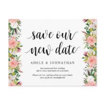 Vita  Blommigtar, Spara vårt nya datum, uppskjutet