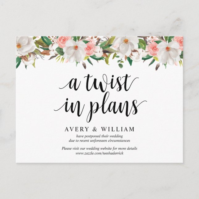 Vita  Blommigtar, uppskjuten bröllopsinbjudan Vykort (Framsida)