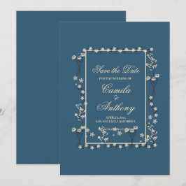 Vita Blommigten Gräns Bröllop spara datum Inbjudningar