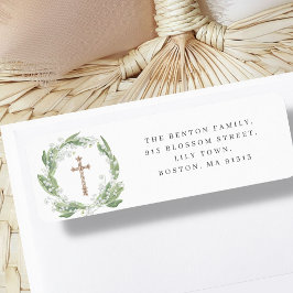 Vita Blommigten Greenery Kor Religiösa Adress Returadress Etikett