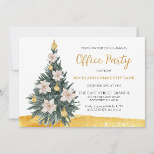 Vita Blommigten Guld Ornament Julgran Party Inbjudningar