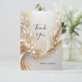 Vita Blommigten i Guld - tackkort Tack Kort