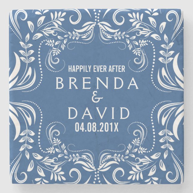 Vita Blommigten Snöre Ram Anpassningsbar - bakgrun Underlägg Sten (Framsidan)