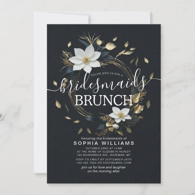 Vita Blommigten WAN Bröllop Bridesmaid Brunch Inbjudningar (Framsida)