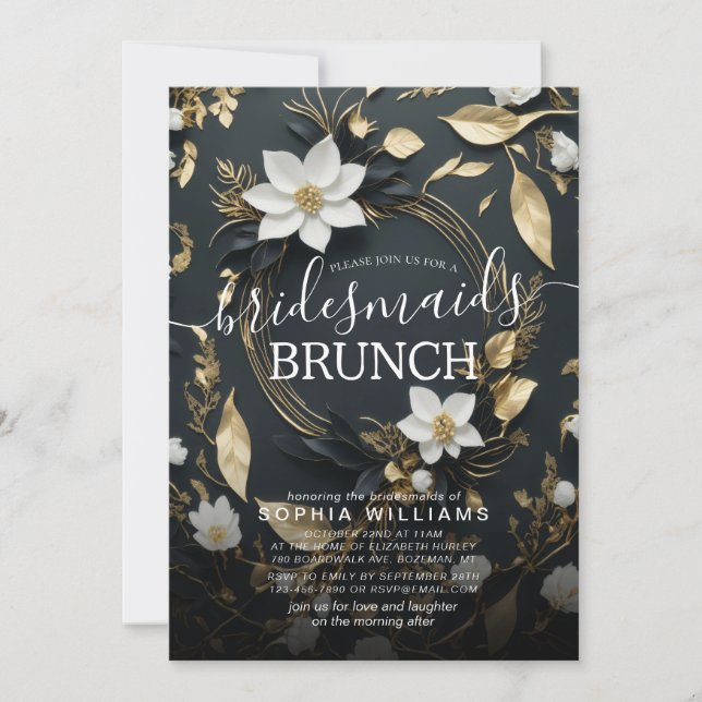 Vita Blommigten WAN Bröllop Bridesmaid Brunch Inbjudningar (Framsida)