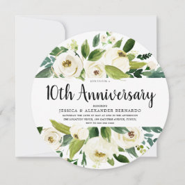 Vita blommor 10-års 15-års 20-års bröllopsdag inbjudningar