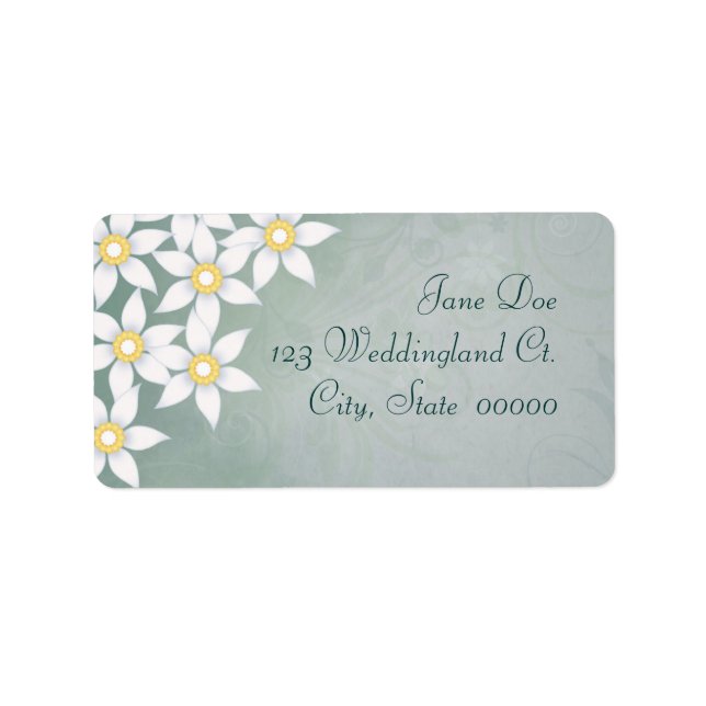Vita blommor Blommiga adressetiketter (Framsidan)