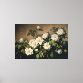 Vita blommor, Blommigt Art, Blommigt Kanvastryck