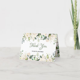 Vita blommor Bröllop - tackkort