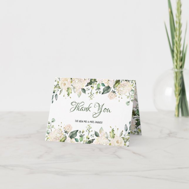 Vita blommor Bröllop - tackkort (Framsida)