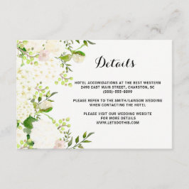 Vita blommor Bröllopsdetaljer, instruktioner infog Tilläggskort